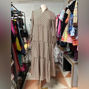 Elegant Patterned Long Sleeve Dress